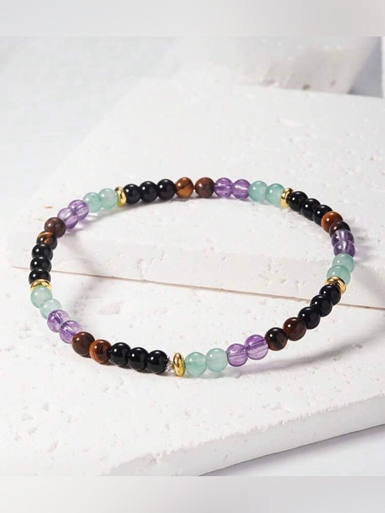 Jewelry - Bohemian Stone Beaded Bracelet Amethyst, Tourmaline, Aventurine, Tiger’s Eye NEW